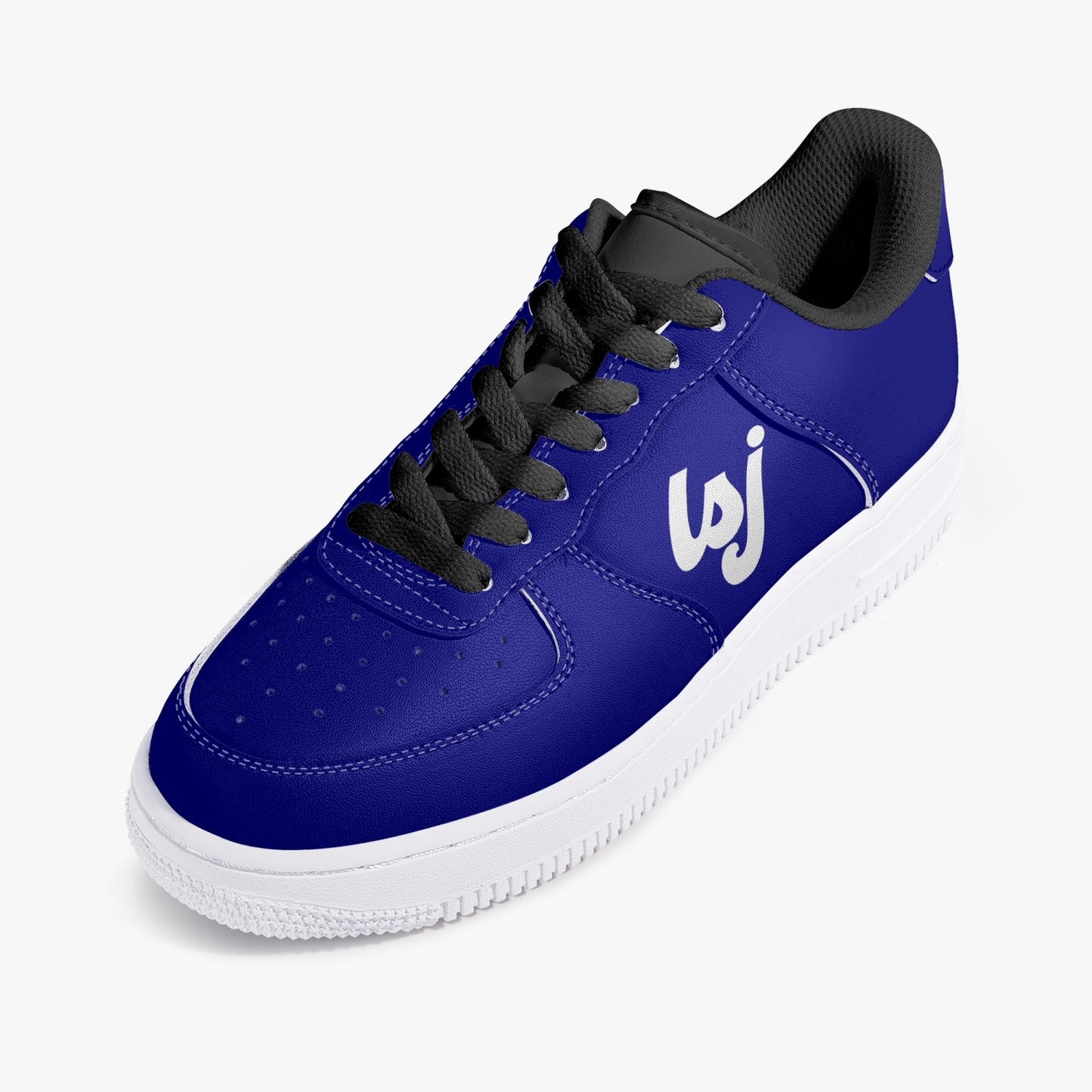 LSJ Navy Blue Low-Top Leather Sports Sneakers
