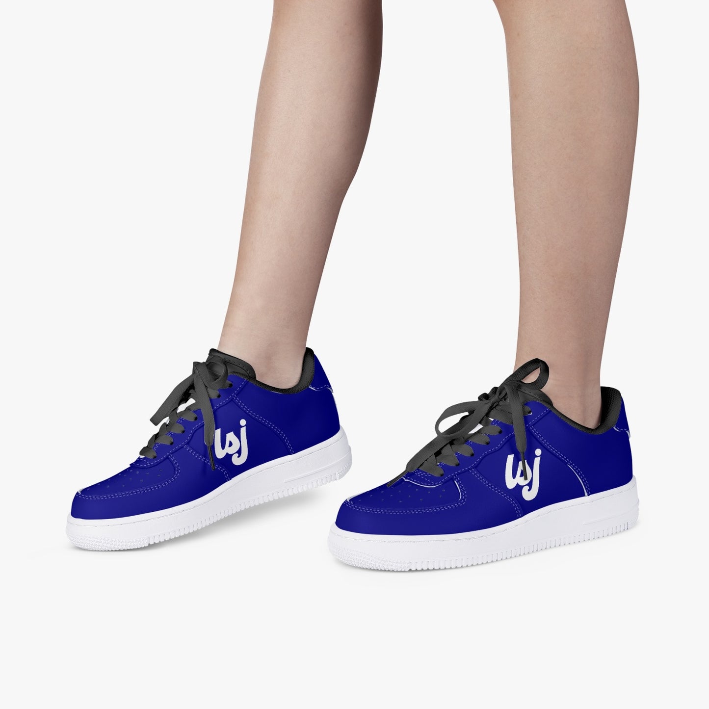 LSJ Navy Blue Low-Top Leather Sports Sneakers