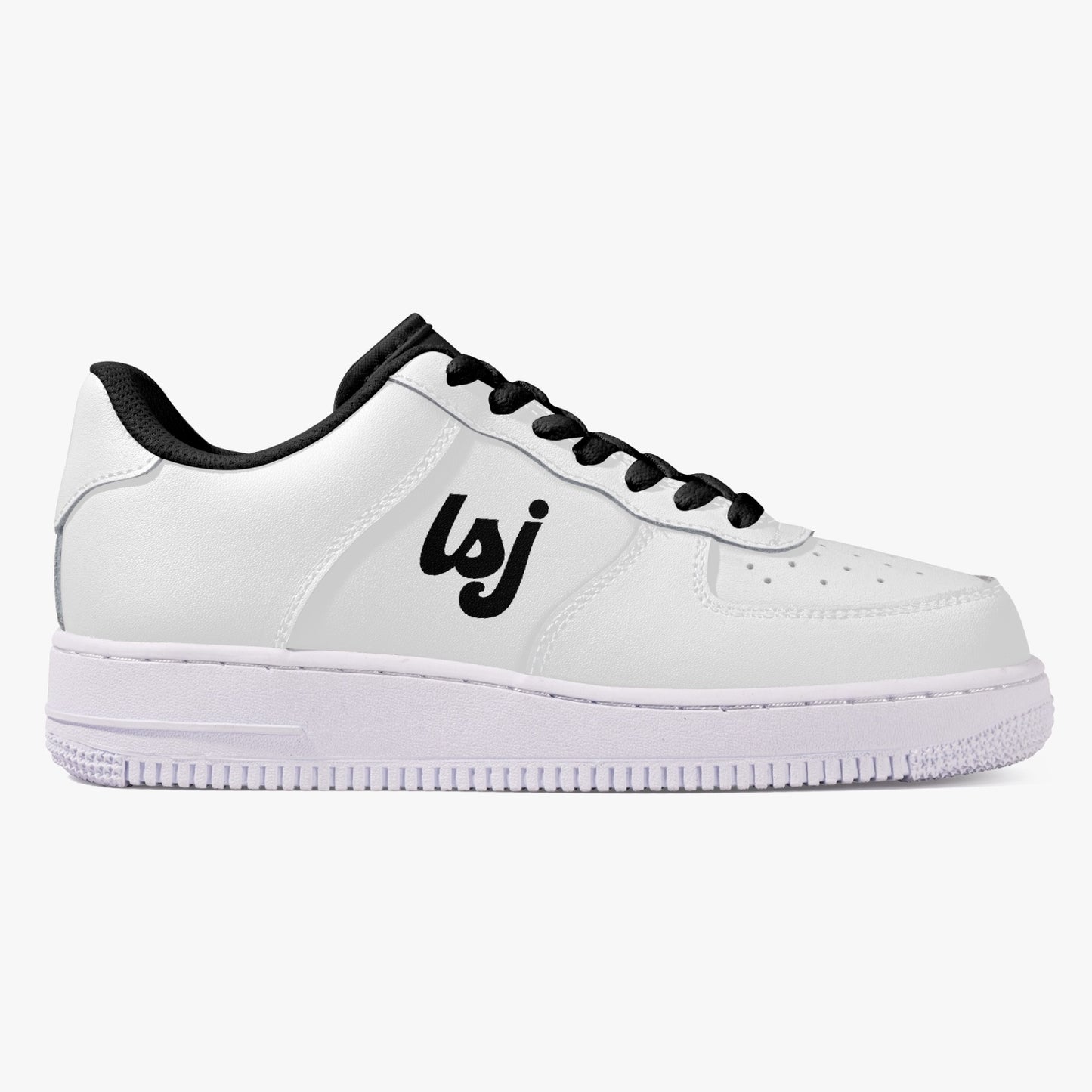 LSJ Basic White Low-Top Leather Sports Sneakers