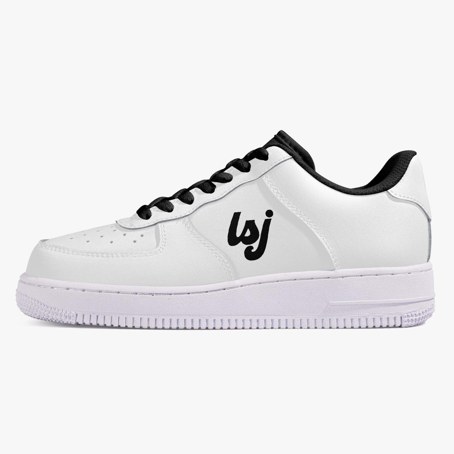 LSJ Basic White Low-Top Leather Sports Sneakers