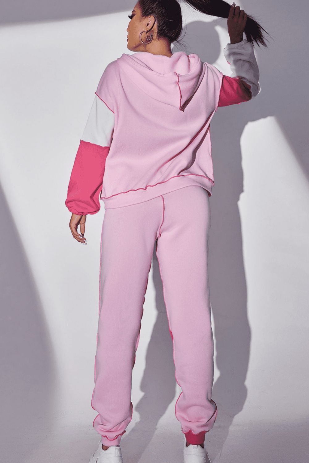 Color Block Hoodie and Pants Set
