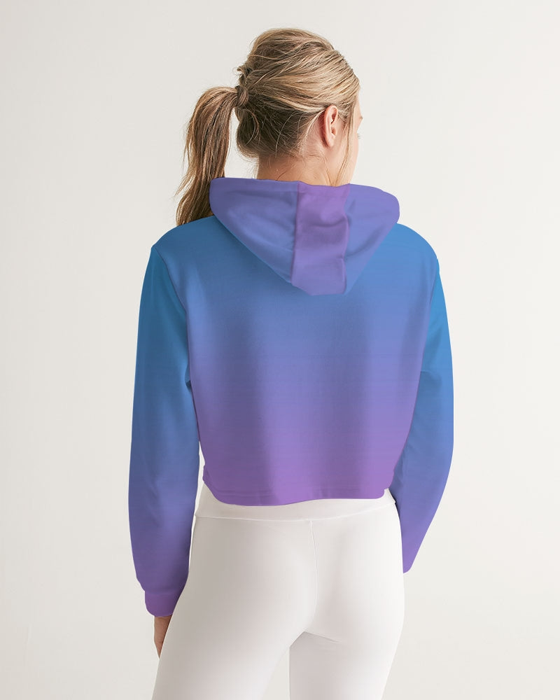 1529 Purple & Blue Women's Cropped Hoodie
