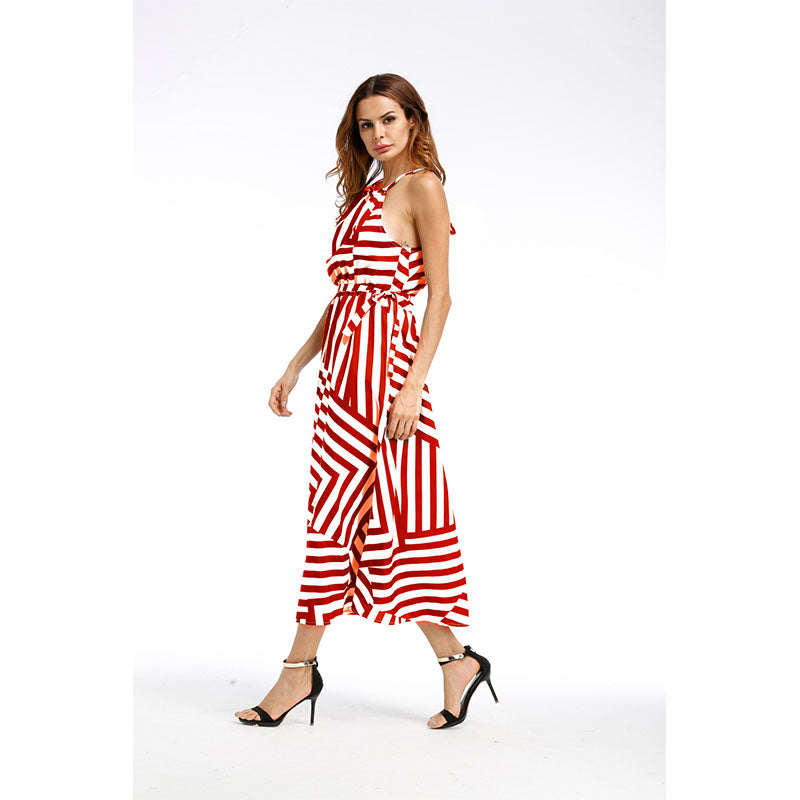 PROPCM Summer Maxi Long Dress Women Sexy Boho Striped Sleeveless Beach Style Strap Sundress Vestidos For Female Bigsweety