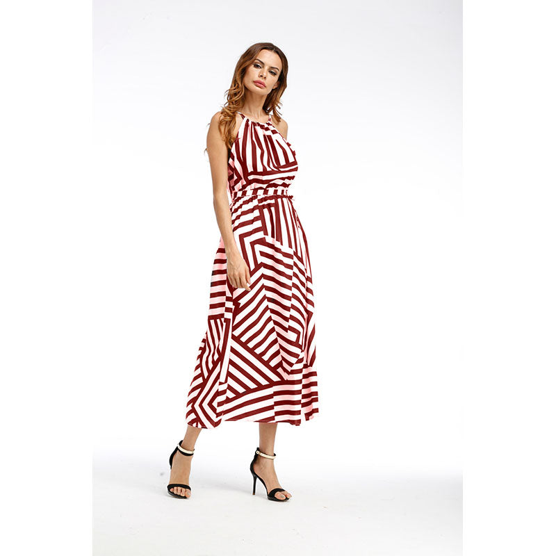 PROPCM Summer Maxi Long Dress Women Sexy Boho Striped Sleeveless Beach Style Strap Sundress Vestidos For Female Bigsweety