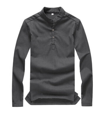 Summer Mens Linen Cotton Green Khaki Blended Shirt Mandarin Collar Breathable Comfy Traditional Chinese Style Popover Henley Shirts For Men