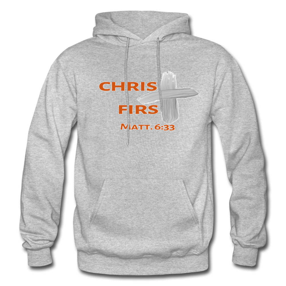 Christ First Hoodie - heather gray