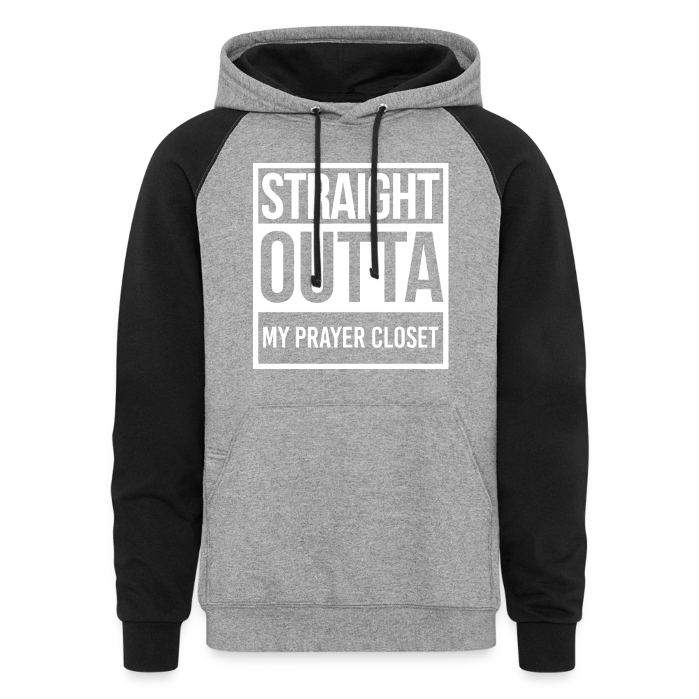 STRAIGHT OUTTA MY PRAYER CLOSET Colorblock Hoodie - heather gray/black