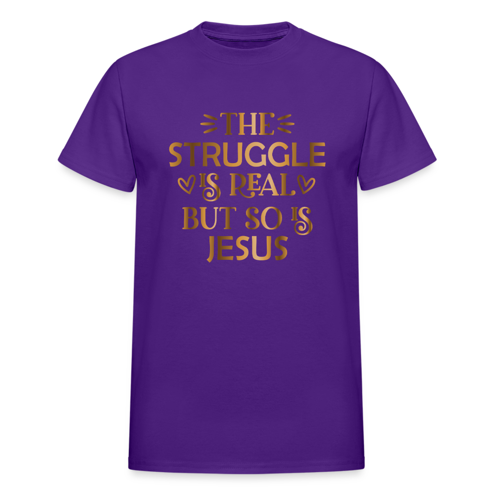 The Struggle Is Real But So Is Jesus Unisex Adult T-Shirt - purple