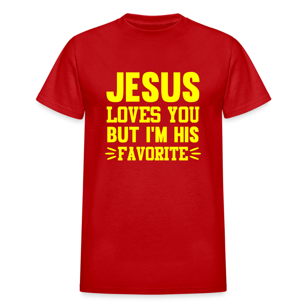 Jesus Loves You But I'm His Favorite Unisex T-Shirt - red
