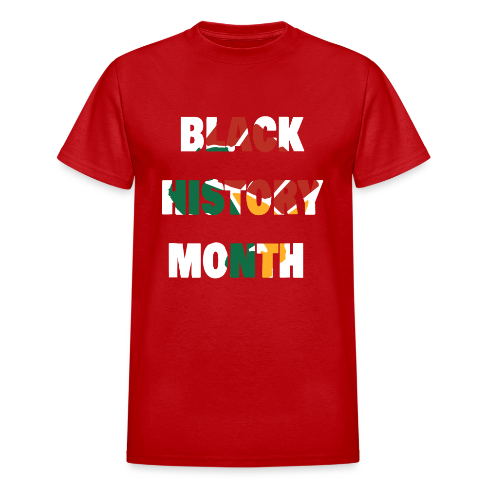 Black History Month Africa Fist Adult T-Shirt - red