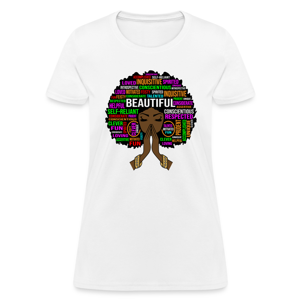 Beautiful Black Woman W/Afro Women's T-Shirt - white