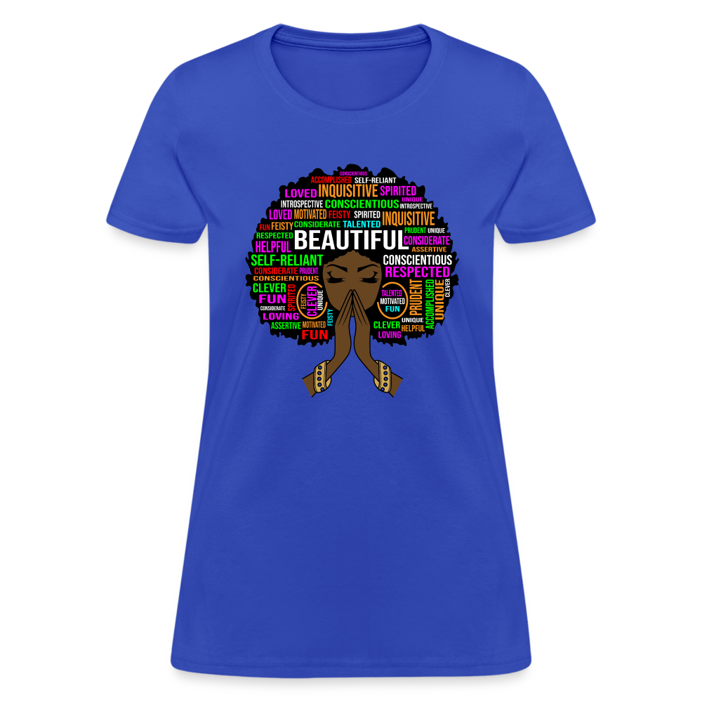 Beautiful Black Woman W/Afro Women's T-Shirt - royal blue