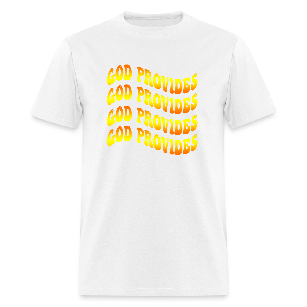 God Provides Retro Groovy Unisex T-Shirt - white