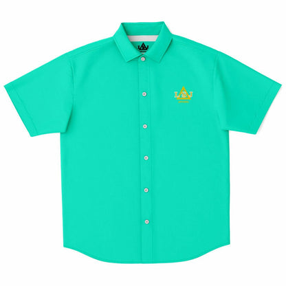 LSJ Aqua Green Short Sleeve Button Down Shirt copy