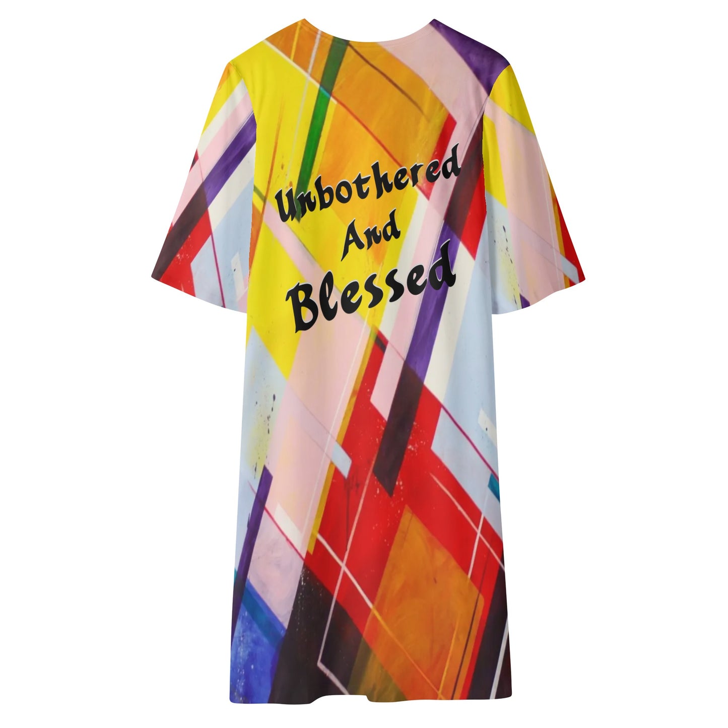 Unbothered & Blessed (Multicolor Paint Style) Womens Half Sleeve Kimono Cardigan