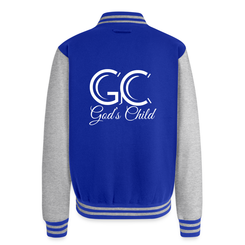 God's Child Letterman Jacket - royal/heather grey