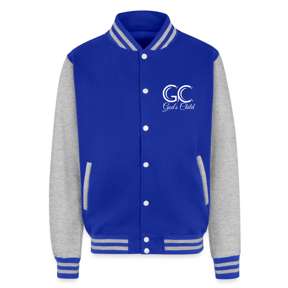 God's Child Letterman Jacket - royal/heather grey