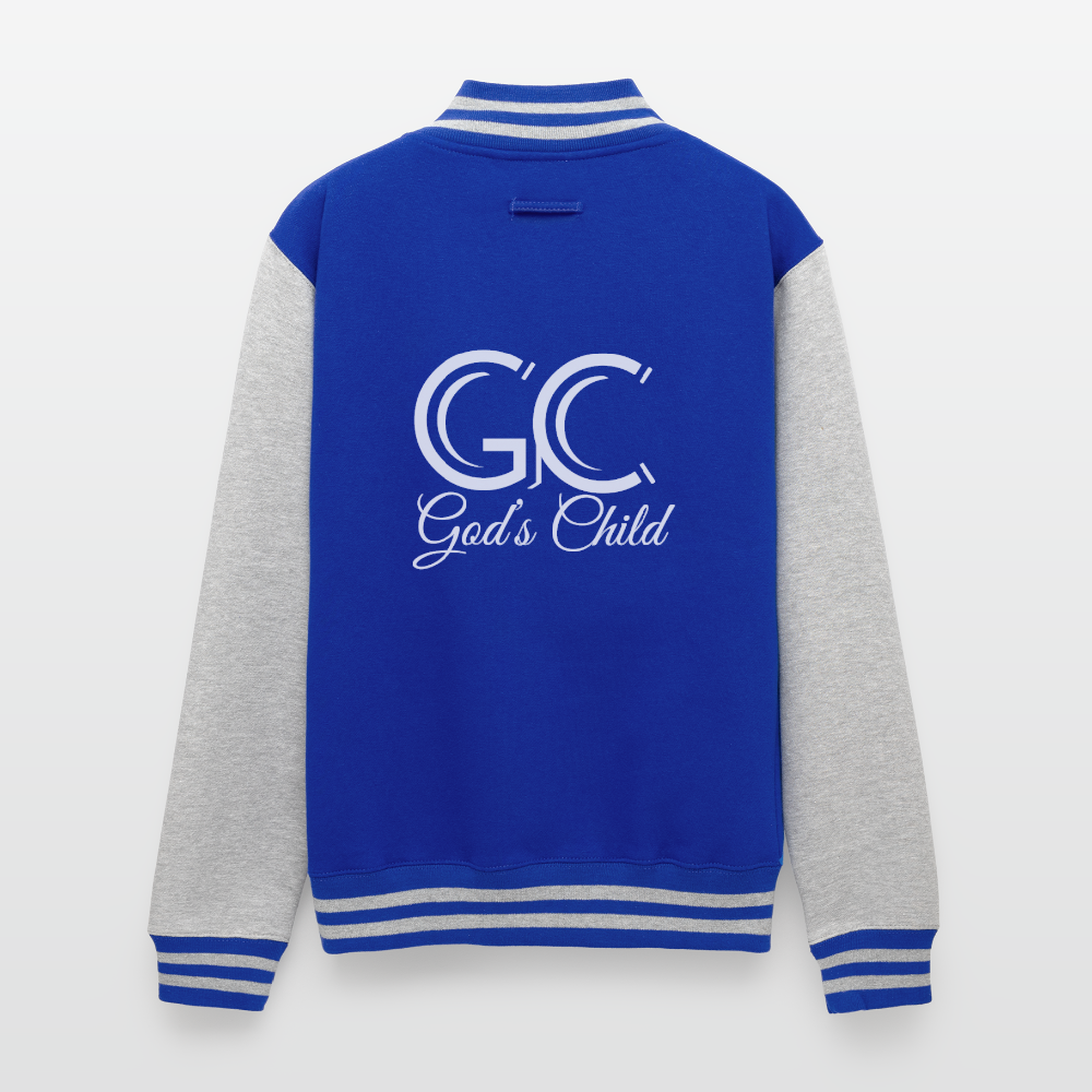 God's Child Letterman Jacket - royal/heather grey