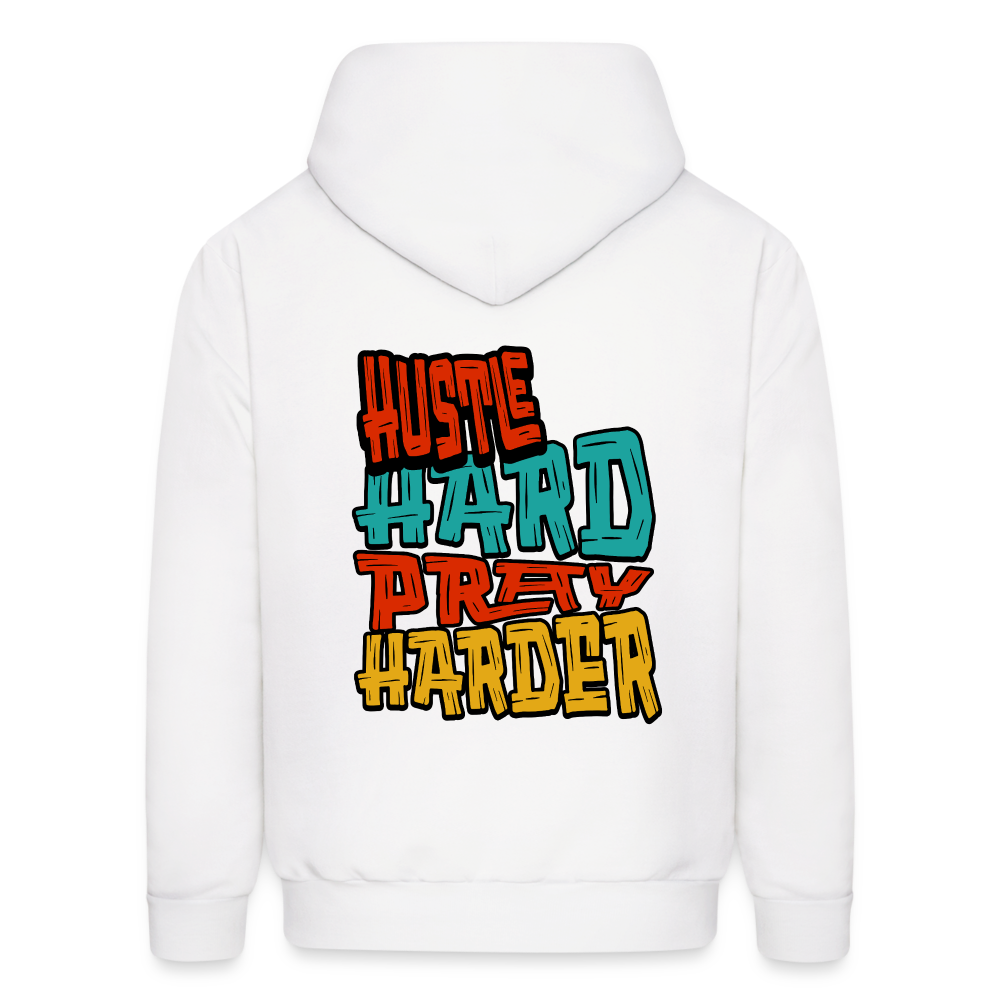 Hustle Hard Pray Harder Hoodie White - white