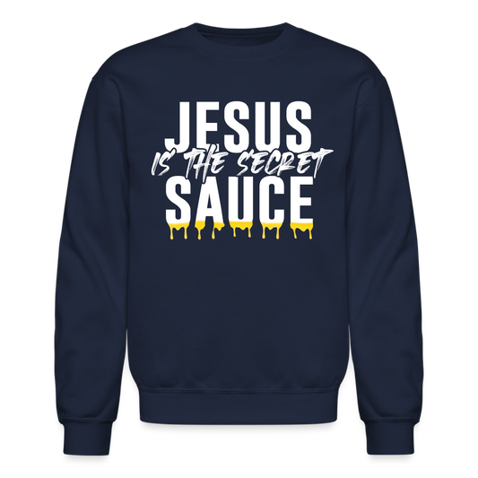 Jesus Is The Secret Sauce Crewneck Sweatshirt (Navy Blue) - navy