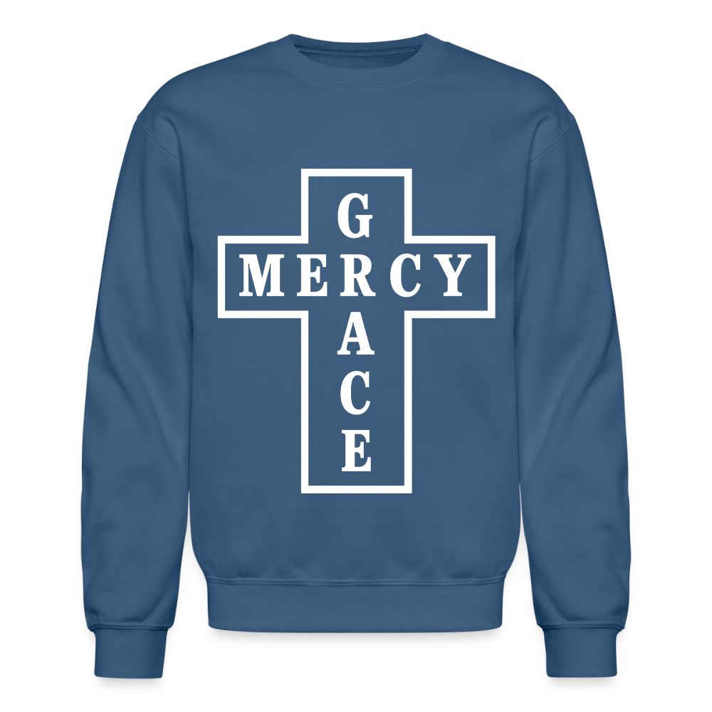 Grace & Mercy Crewneck Sweatshirt - indigo blue