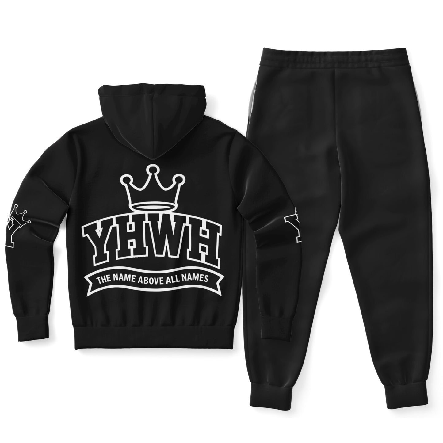 YHWH Black Athletic Ziphoodie & Jogger Set