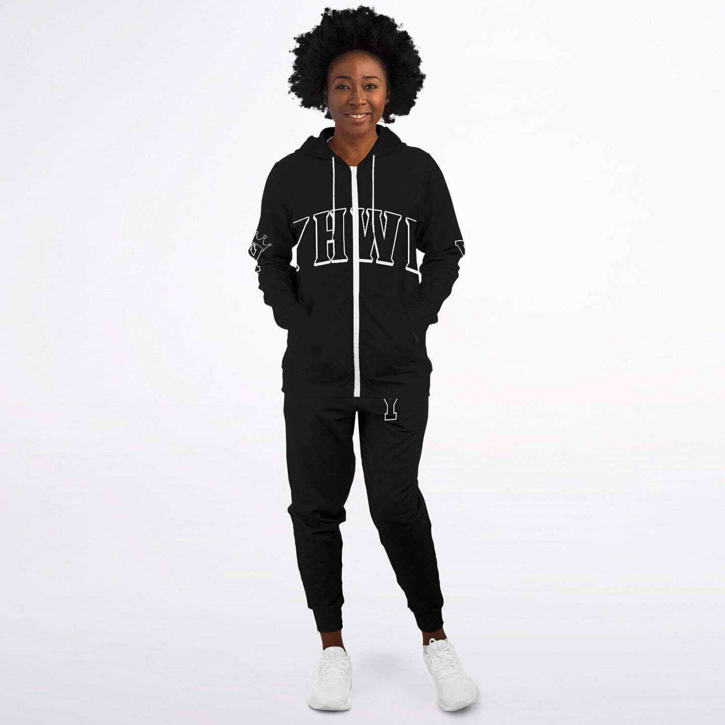 YHWH Black Athletic Ziphoodie & Jogger Set