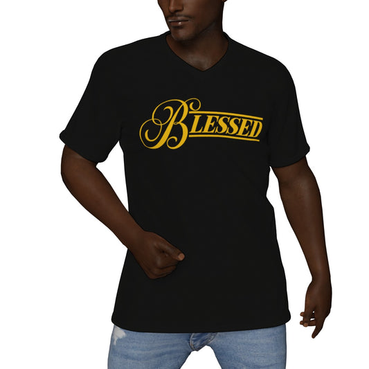 Blessed Premium Print V-Neck T-Shirt (Black)