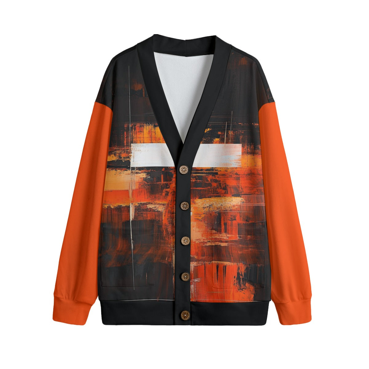 Grace & Mercy Fall Orange Unisex Knitted Fleece Cardigan