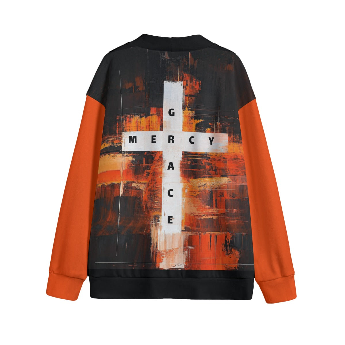 Grace & Mercy Fall Orange Unisex Knitted Fleece Cardigan