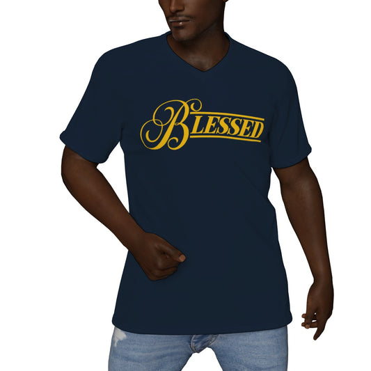 Blessed  Premium V-Neck T-Shirt (Navy Blue)