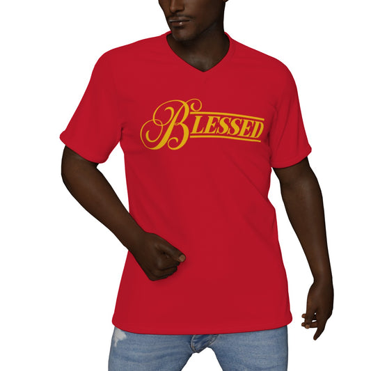 Blessed Premium V-Neck T-Shirt (Red)