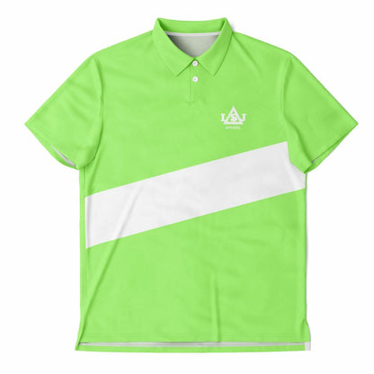 LSJ Mint Green & White Men's Polo Shirt