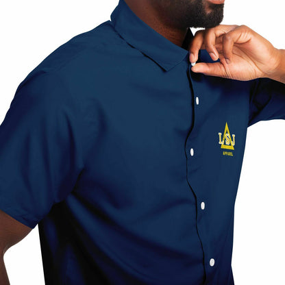 LSJ Navy Blue Short Sleeve Button Down Shirt