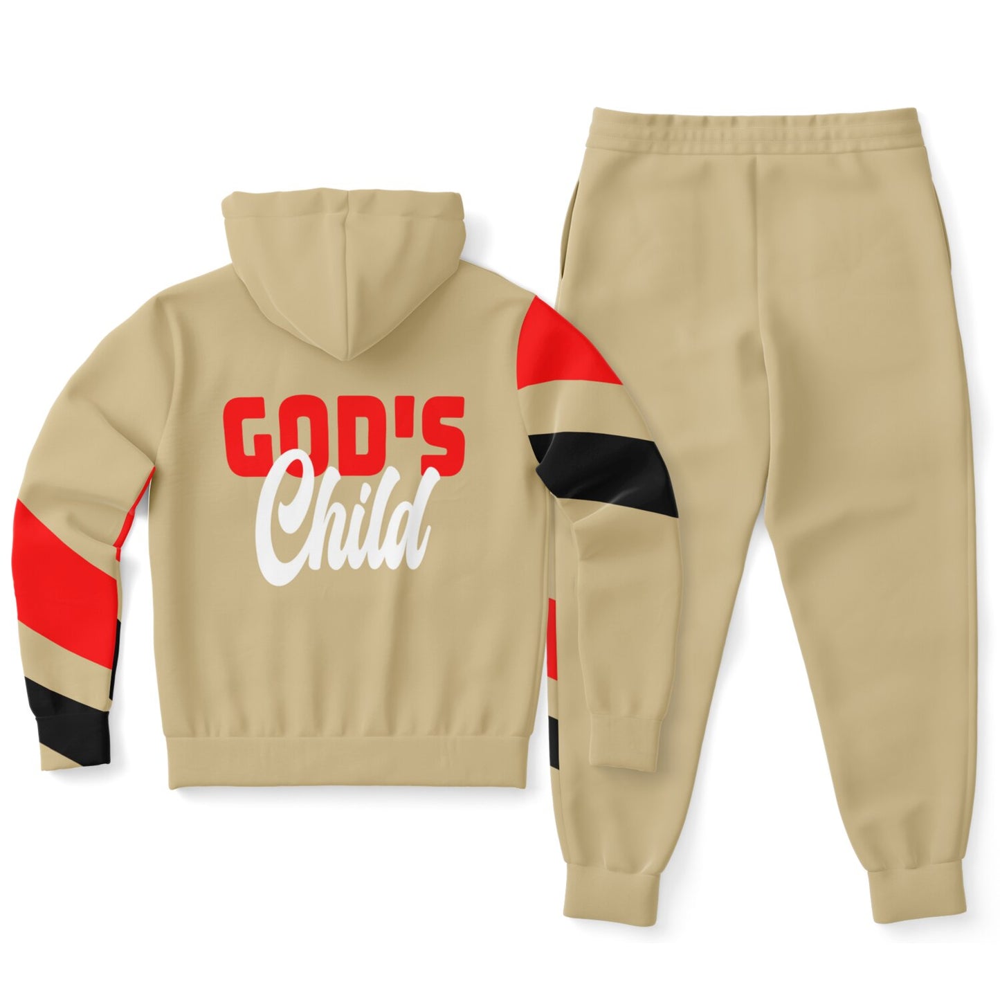 God's Child Beige Chevron Ziphoodie & Jogger Set