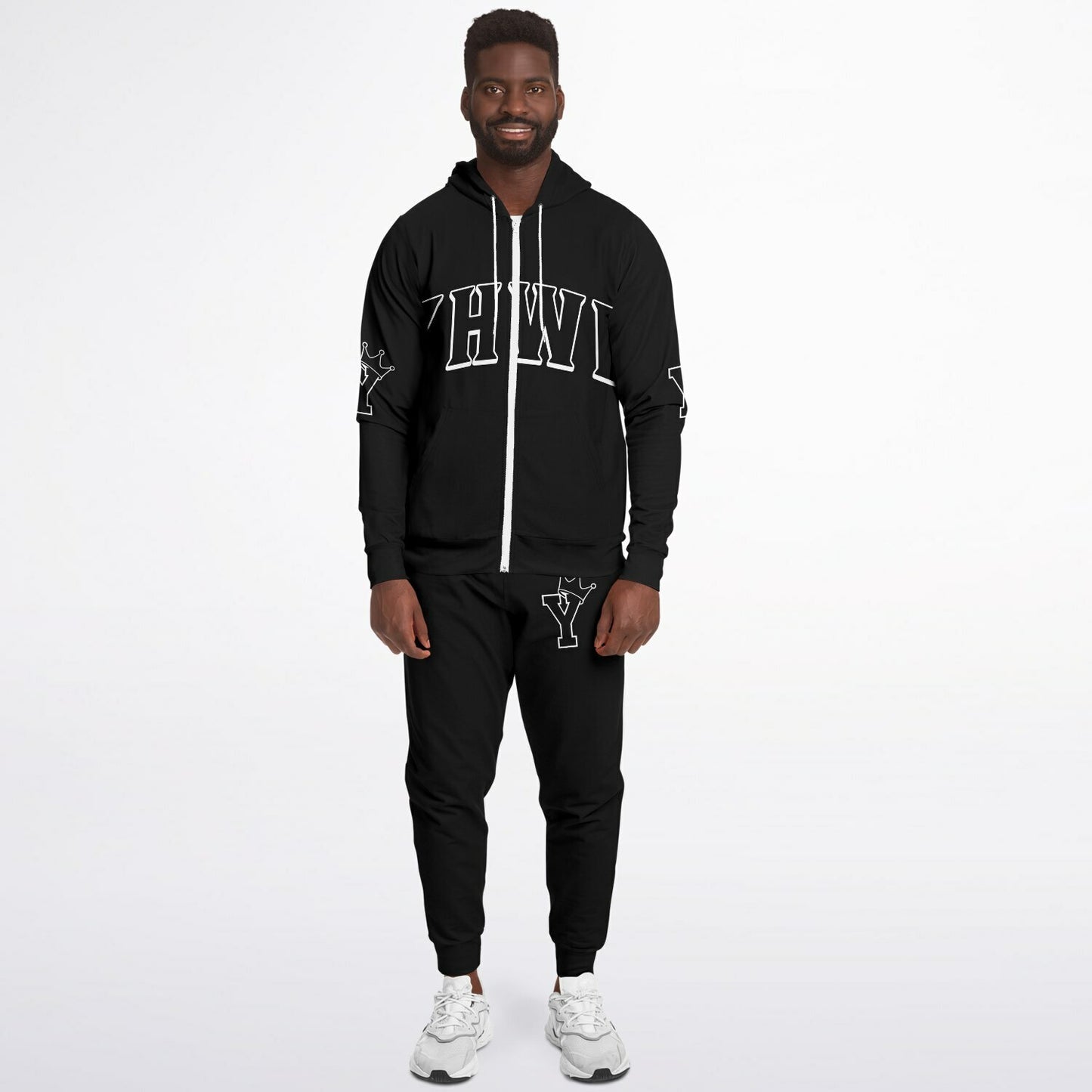 YHWH Black Athletic Ziphoodie & Jogger Set