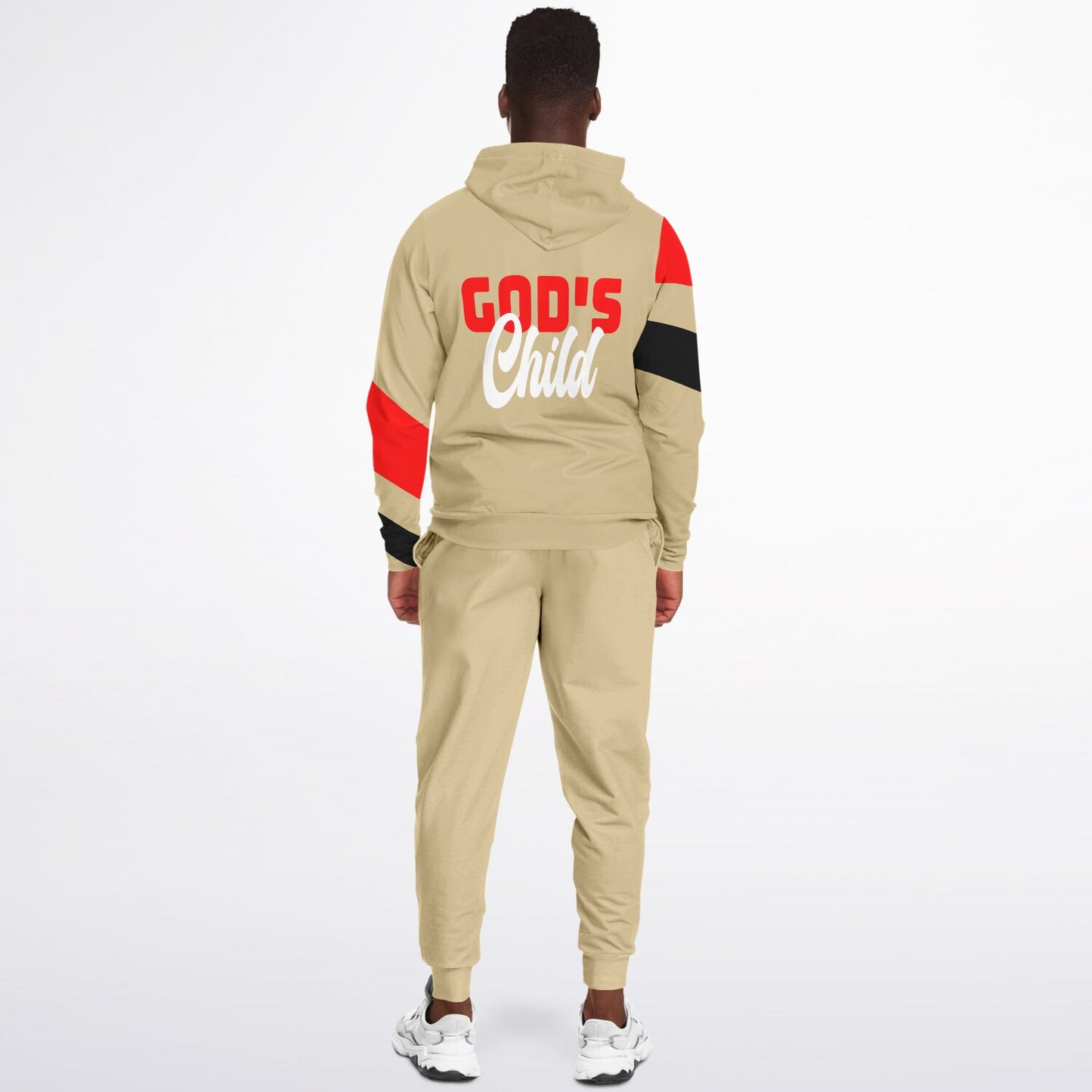 God's Child Beige Chevron Ziphoodie & Jogger Set