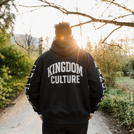 Kingdom Culture Black Hooded Baseball Jacket
