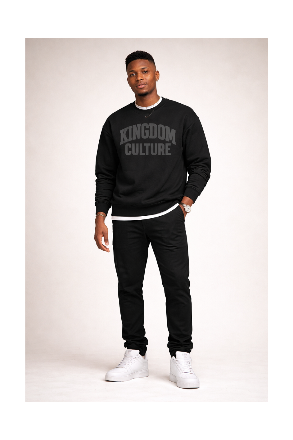 Kingdom Culture Black on Black Crewneck Sweatshirt