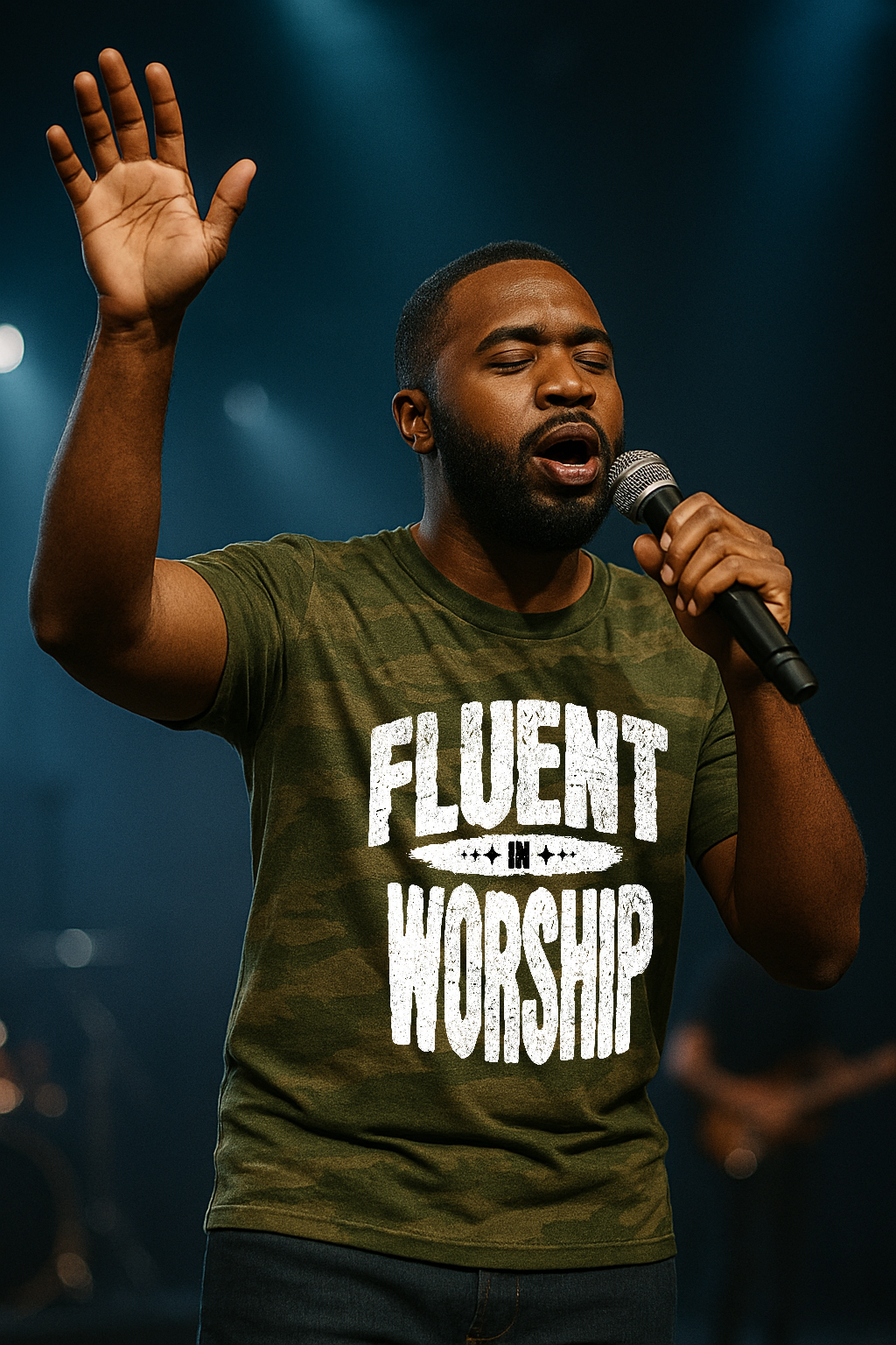 Fluent In Worship Camo Tee