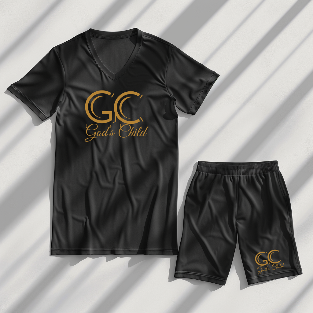 God's Child V-Neck Short Set - Black