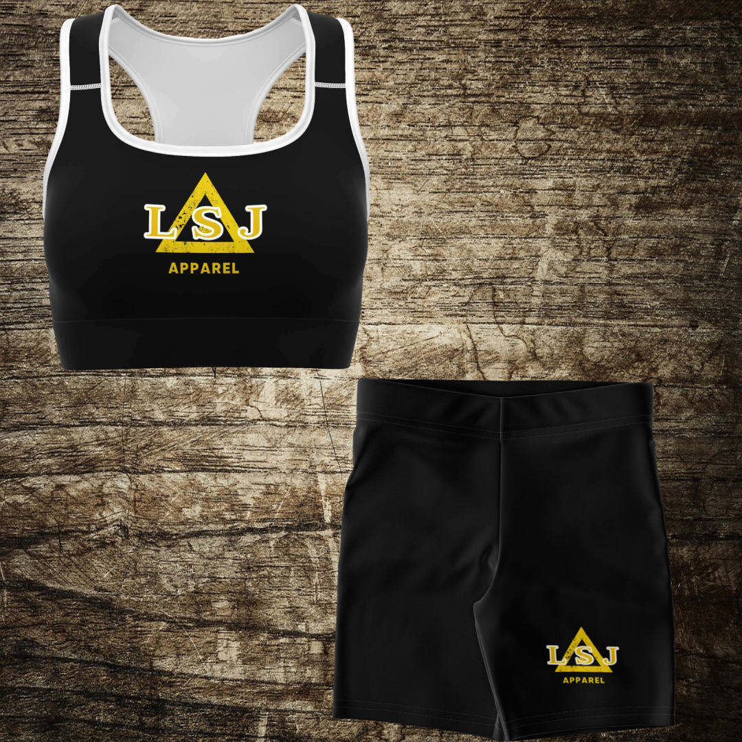 LSJ Black Sports Bra & Legging Short Set