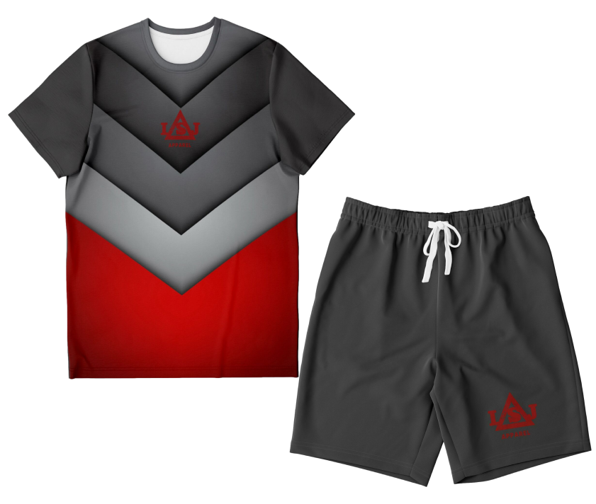 LSJ Matte Gray & Red Shirt & Short Set