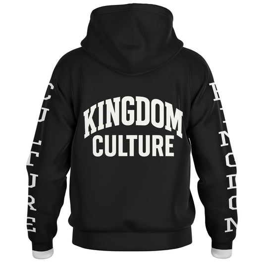 Kingdom Culture Black Hooded Baseball Jacket