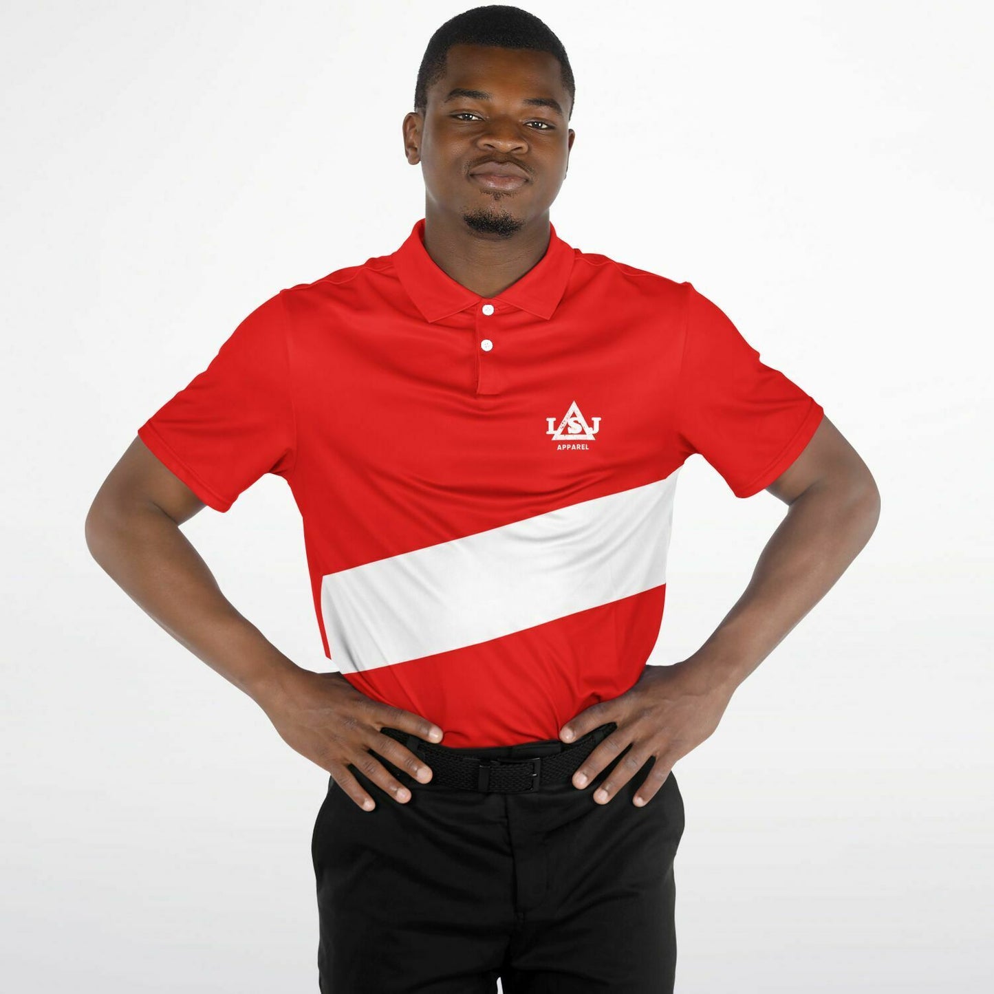 LSJ Red & White Men's Polo Shirt
