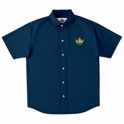 LSJ Navy Blue Short Sleeve Button Down Shirt