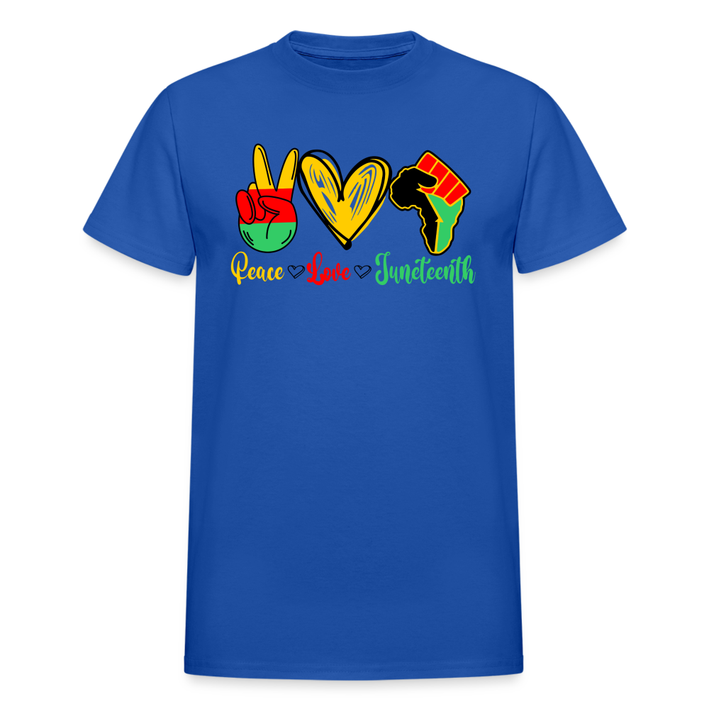 Peace Love Juneteenth Unisex T-Shirt - royal blue