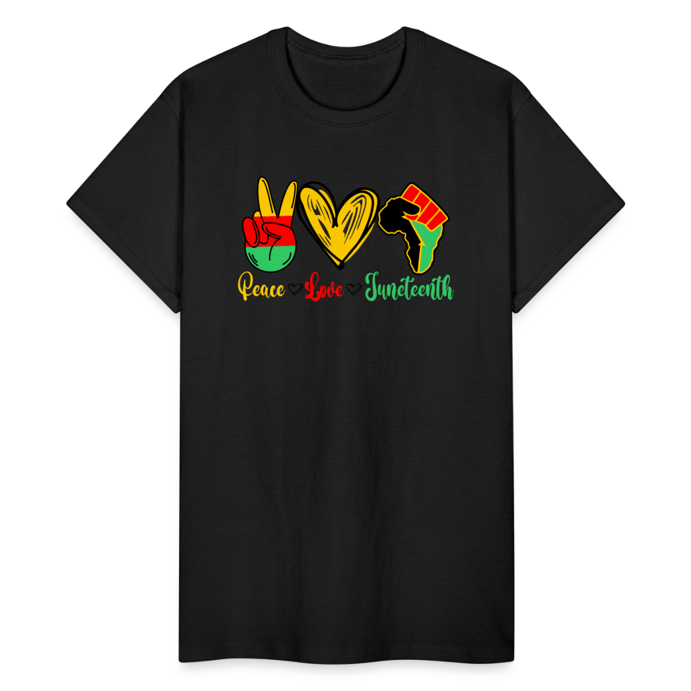 Peace Love Juneteenth Unisex T-Shirt - black
