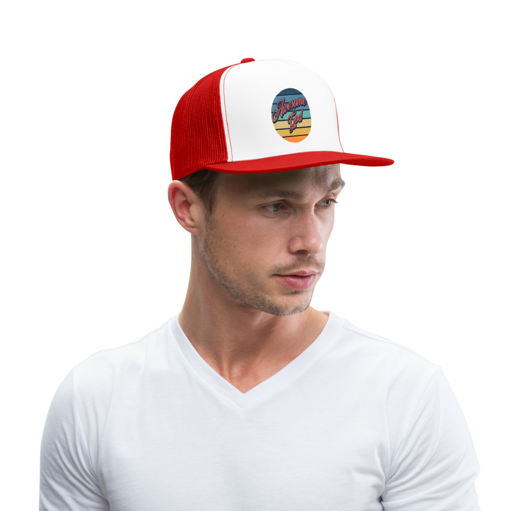 Awesome God Trucker Cap - white/red