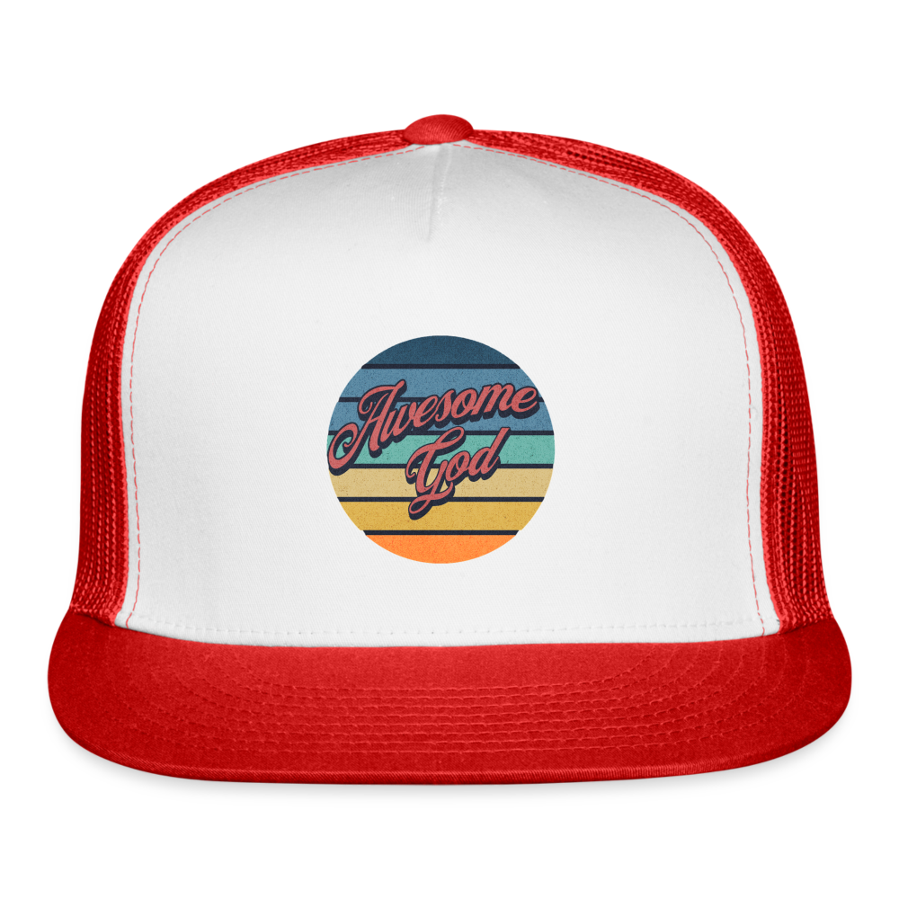 Awesome God Trucker Cap - white/red